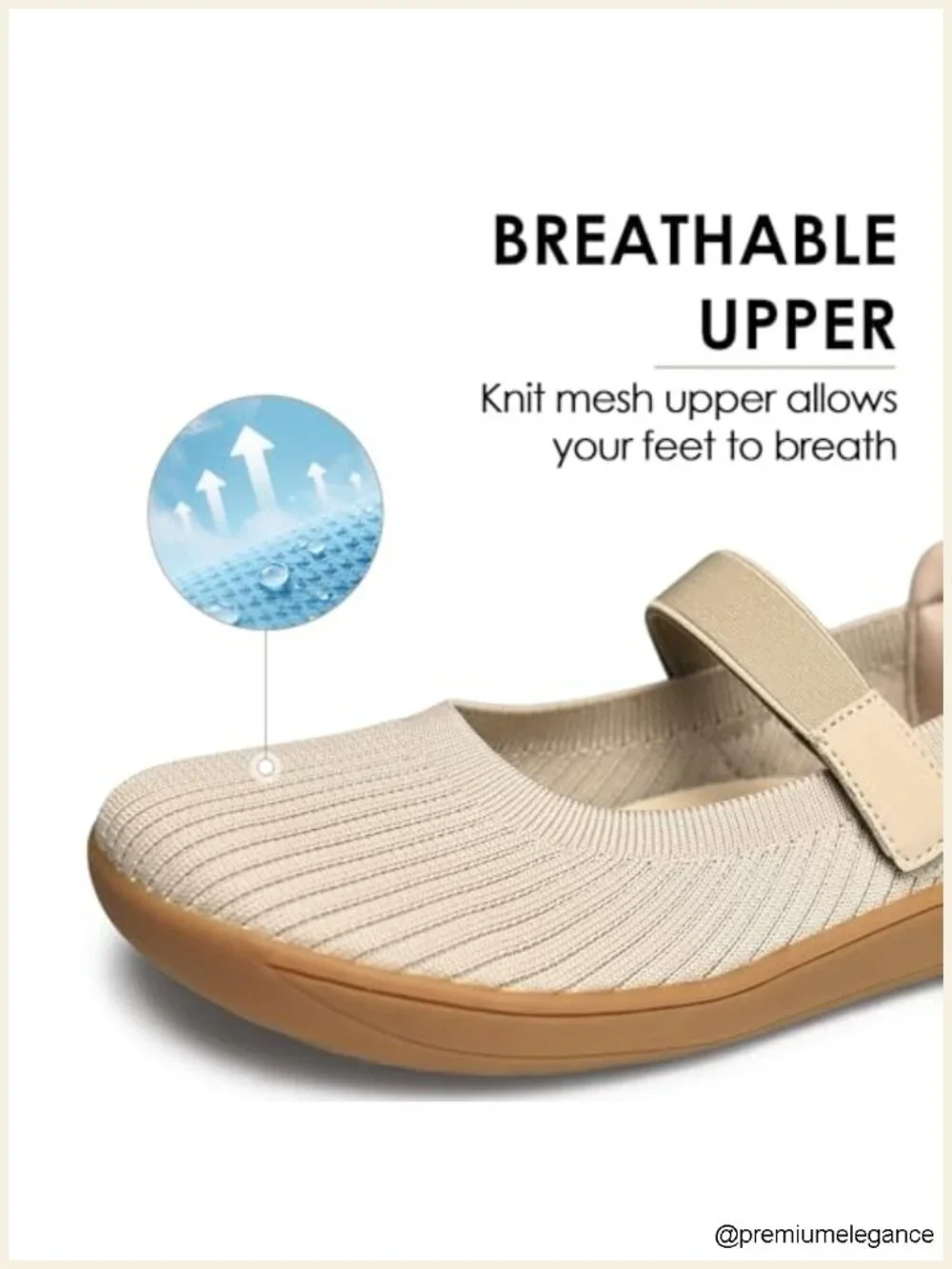 Knit Mary Jane Flats with Wide Toe Box - Comfortable Slip-On Office Flats